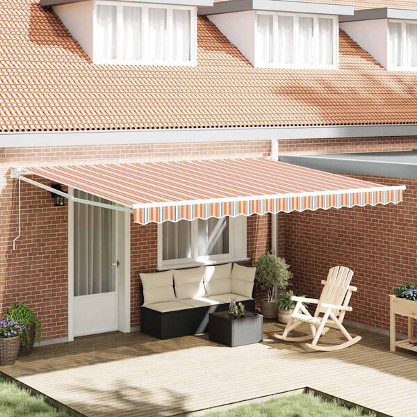 vidaXL Toldo Retr&aacute;til Multicolor 450 &times; 300 cm Poli&eacute;ster e Alum&iacute;nio