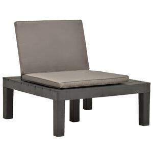 vidaXL Cadeira lounge de jardim com almofad&atilde;o pl&aacute;stico antracite