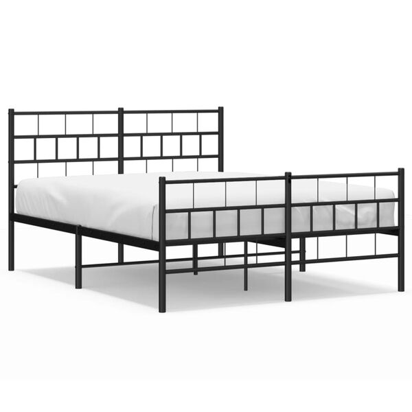 vidaXL Estrutura de cama com cabeceira e p&eacute;s 120x200 cm metal preto