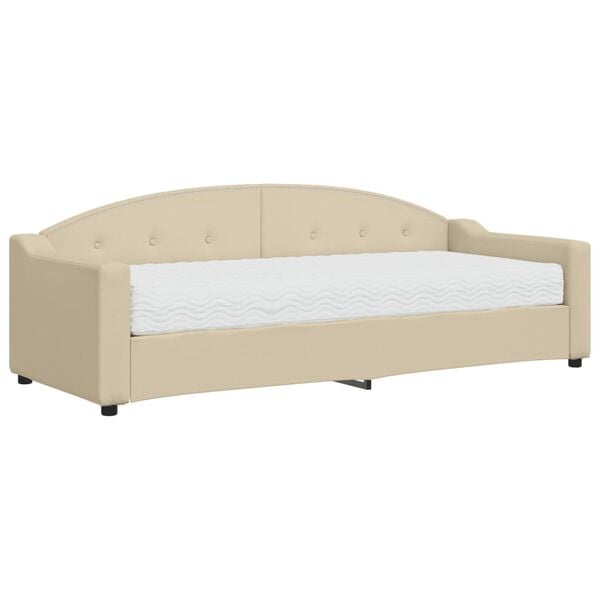 vidaXL Sof&aacute;-cama com colch&atilde;o 80x200 cm tecido cor creme