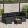 vidaXL Conjunto de Sof&aacute; de Jardim com almofada 7 pcs Preto vime PE