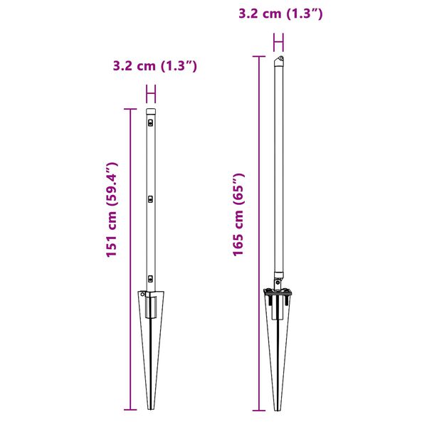 vidaXL Poste de Cerca Outros 26 pcs Cinzeto 3,2 x 3,2 x 120 cm Aço