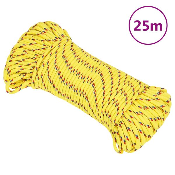 vidaXL Corda de barco 5 mm 25 m polipropileno amarelo