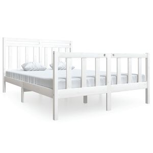 vidaXL Estrutura de cama 140x190 cm madeira maci&ccedil;a branco