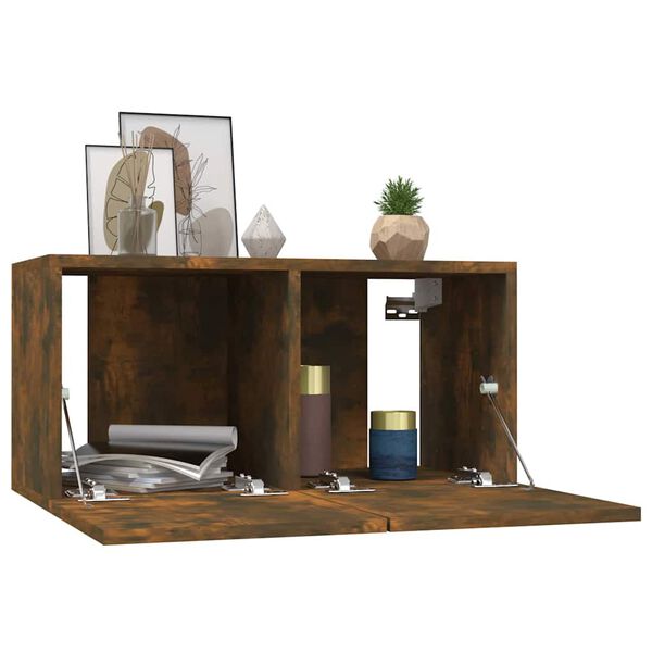 vidaXL M&oacute;veis de TV para parede 3 pcs 60x30x30 cm cor carvalho fumado