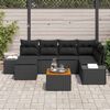 vidaXL Conjunto de Sof&aacute; de Jardim com almofada 7 pcs Preto vime PE