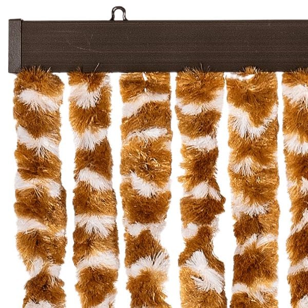 vidaXL Cortina anti-insetos 100x230 cm chenille ocre e branco