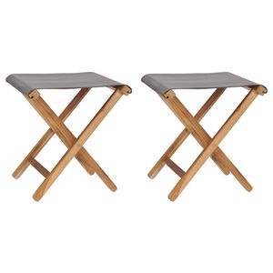 vidaXL Cadeiras dobr&aacute;veis 2 pcs teca maci&ccedil;a e tecido cinzento-escuro