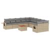 vidaXL 11 pcs conj. sof&aacute;s jardim c/ almofad&otilde;es vime PE bege misturado