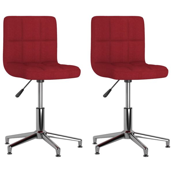 vidaXL Cadeiras de jantar girat&oacute;rias 2 pcs tecido vermelho tinto