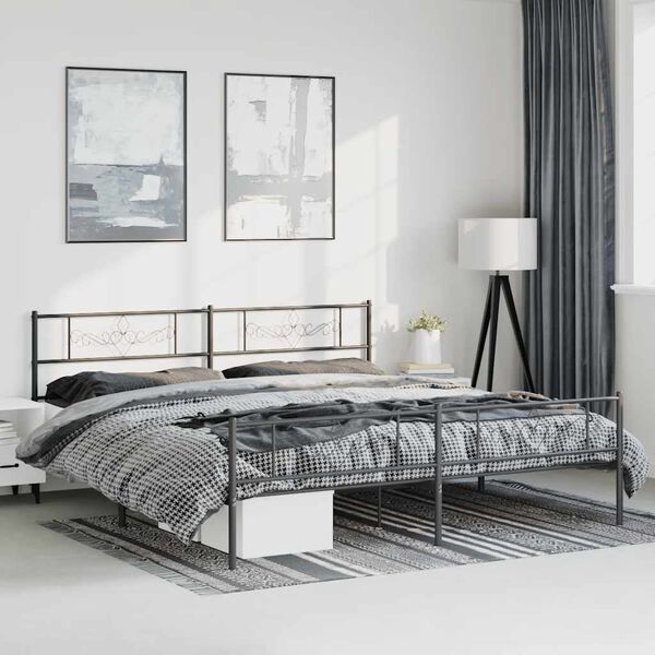 vidaXL Estrutura de cama com cabeceira e pés 193x203 cm metal preto