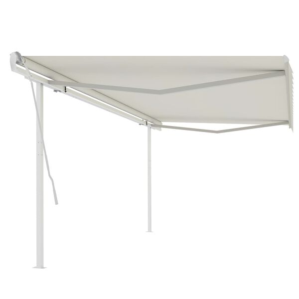 vidaXL Toldo retr&aacute;til manual com postes 5x3,5 m cor creme