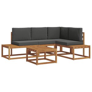vidaXL 5 unid. Conjunto de Sof&aacute;s para Exterior Natural e Antracite