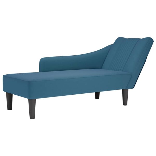 vidaXL Chaise-longue com apoio de bra&ccedil;o direito veludo azul