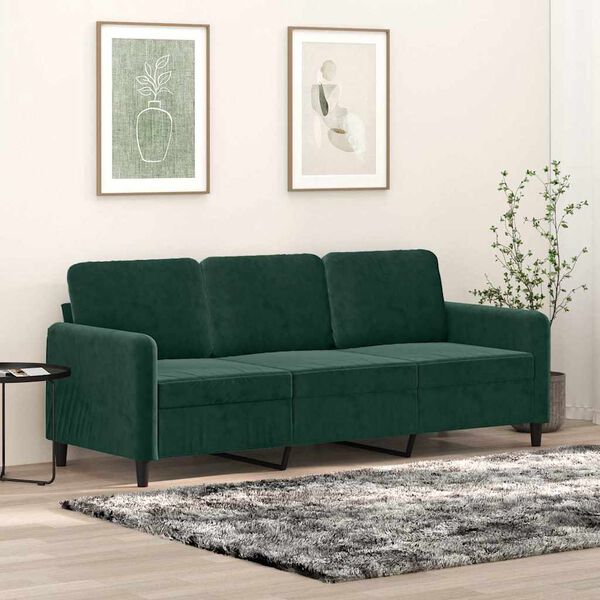 vidaXL Sof&aacute; de 3 lugares 180 cm veludo verde-escuro