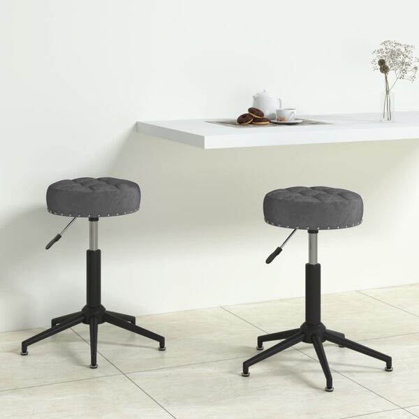 vidaXL Cadeiras de jantar girat&oacute;rias 2 pcs veludo cinzento-escuro