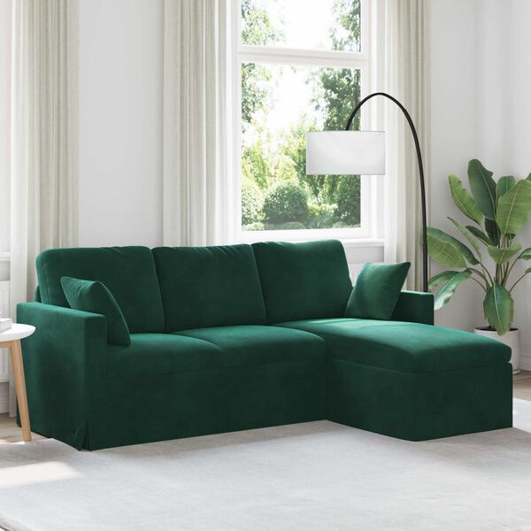 vidaXL Sof&aacute; Verde Escuro 198 x 134 x 80 cm Veludo