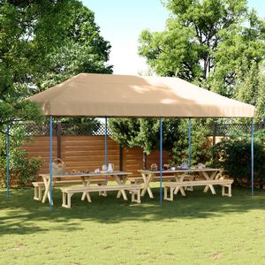 vidaXL Tenda para festas pop-up dobr&aacute;vel 580x292x315 cm bege