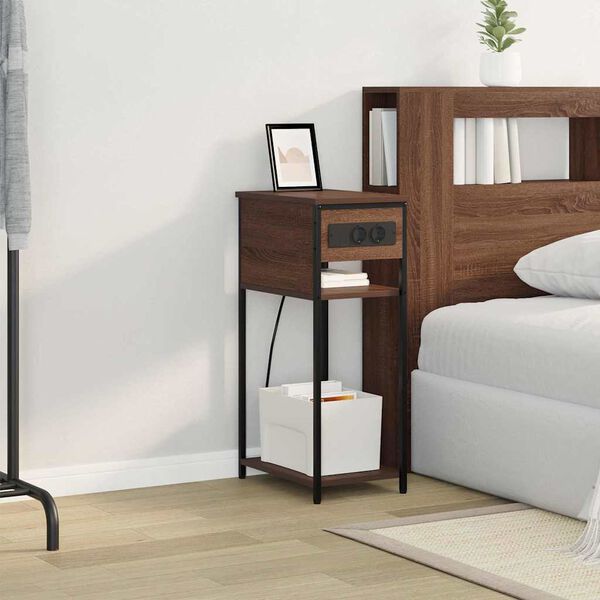 vidaXL Arm&aacute;rio de Cabeceira Carvalho Marrom 41 x 28 x 76 cm