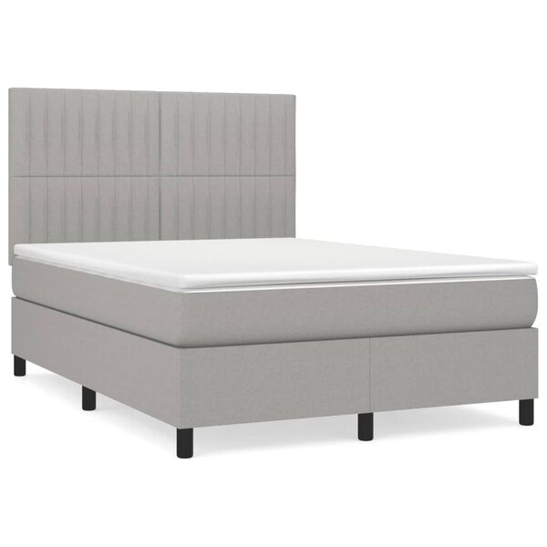 vidaXL Cama com molas/colch&atilde;o 140x190 cm tecido cinzento-claro
