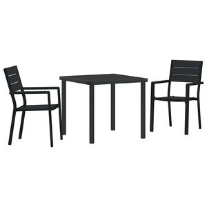 vidaXL Conjunto de Jantar para Jardim 3 pcs Preto A&ccedil;o revestido a p&oacute;