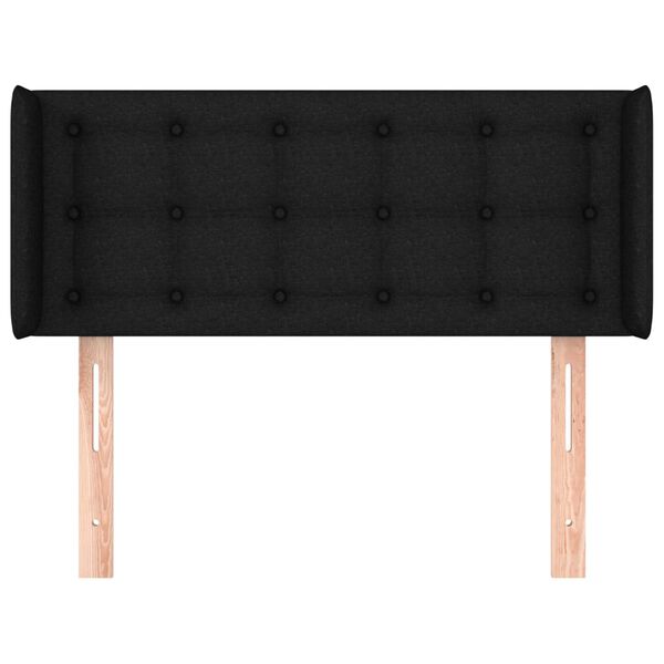 vidaXL Cabeceira de cama c/ abas tecido 93x16x78/88 cm preto