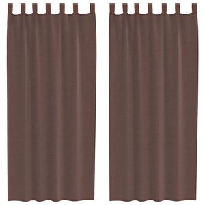 vidaXL Cortinas de voile com bolsos para var&atilde;o 2 pcs castanho
