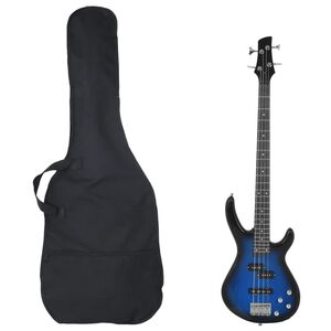 vidaXL Baixo el&eacute;trico para iniciantes com saco 4/4 46" azul e preto