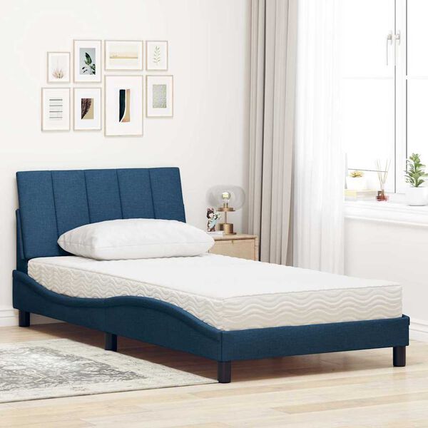 vidaXL Cama com colch&atilde;o Hanko 100x200 cm tecido azul