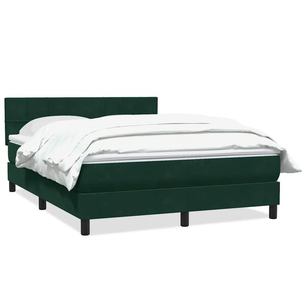 vidaXL Cama com molas/colch&atilde;o 160x220 cm veludo verde-escuro