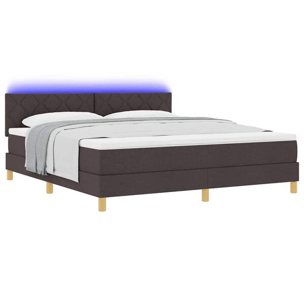 vidaXL Cama Box Spring LED com led Marrom Escuro 180 x 200 cm tecido