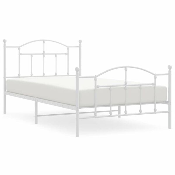 vidaXL Estrutura de cama com cabeceira e pés 100x200 cm metal branco
