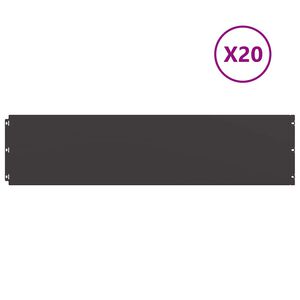 vidaXL Orlas de relvado 20 pcs preto 25x103 cm a&ccedil;o laminado a frio