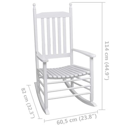vidaXL Cadeira de baloiço com assento curvo madeira branco