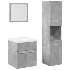 vidaXL 4 pcs conj. m&oacute;veis casa banho derivados madeira cinza cimento