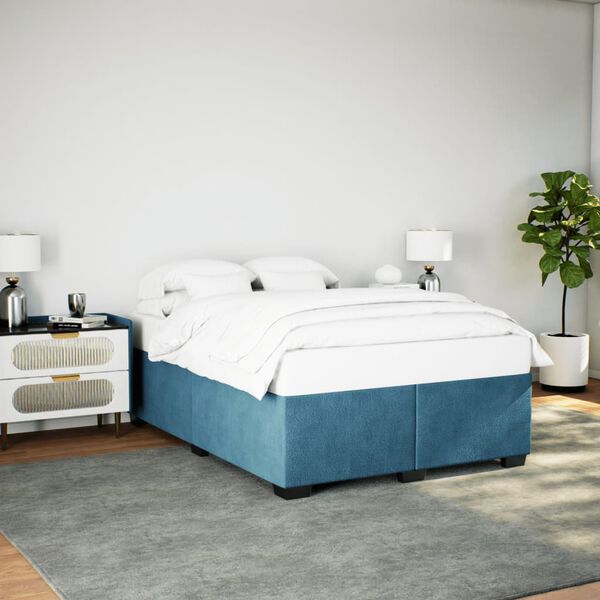 vidaXL Estrutura de cama 160x200 cm veludo azul