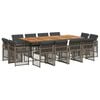 vidaXL 13 pcs conjunto jantar p/ jardim c/ almofad&otilde;es vime PE cinzento