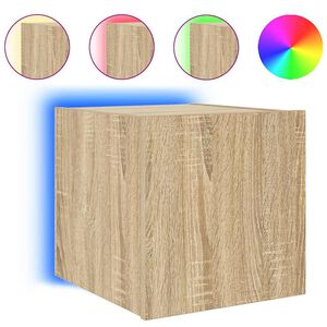 vidaXL M&oacute;vel de parede p/ TV c/ luzes LED 30,5x35x30cm carvalho sonoma