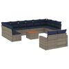 vidaXL 13 pcs conjunto sof&aacute;s p/ jardim c/ almofad&otilde;es vime PE cinzento