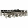 vidaXL 13 pcs conj. jantar jardim c/ almofad&otilde;es vime PE cinzento-claro