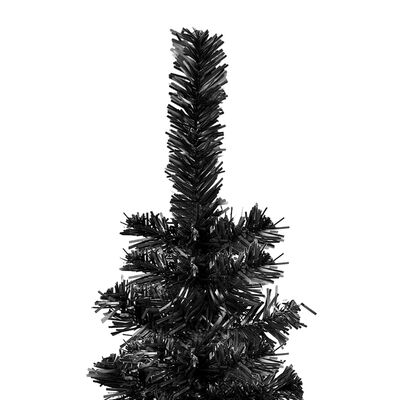 vidaXL Árvore de Natal pré-iluminada fina com bolas 180 cm preto