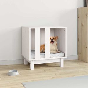 vidaXL Casota para c&atilde;es 50x40x52 cm madeira de pinho maci&ccedil;a branco