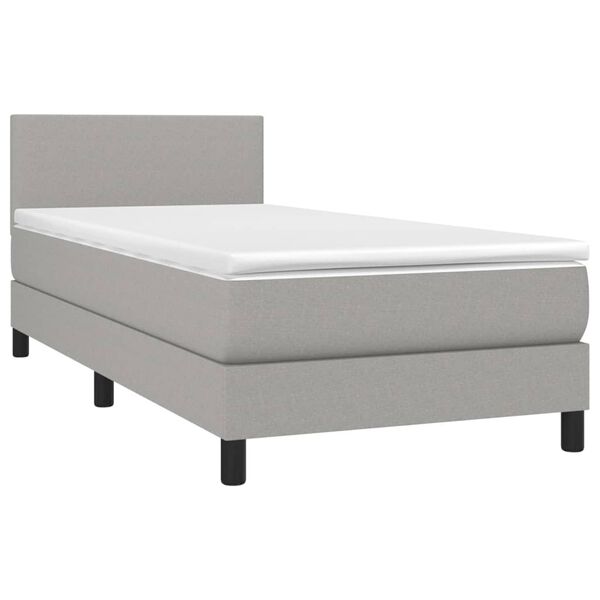 vidaXL Cama com molas/colch&atilde;o 90x190 cm tecido cinzento-claro
