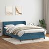 vidaXL Cama com molas/colch&atilde;o 140x210 cm veludo azul-escuro