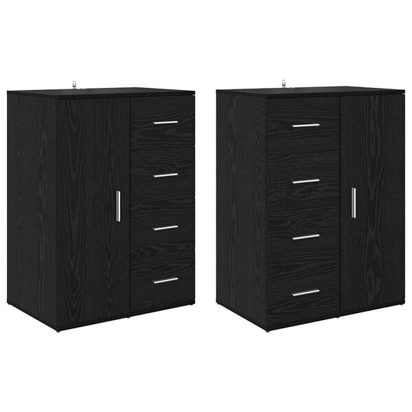 vidaXL Aparadores Corona 2 pcs Carvalho Preto 59 x 39 x 80 cm