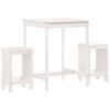 vidaXL 3 pcs conjunto de bar para jardim pinho maci&ccedil;o branco