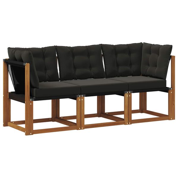 vidaXL Sof&aacute; M&eacute;dio e de Canto para Exterior com almofada 3 Pe&ccedil;a Natural