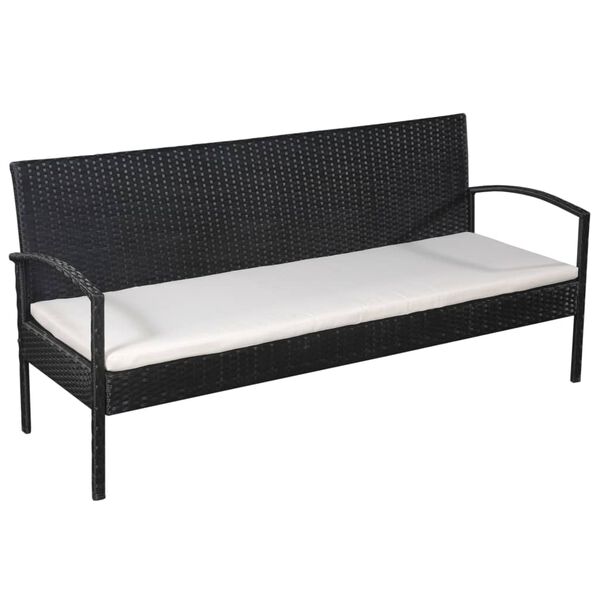 vidaXL 5 pcs conjunto lounge de jardim c/ almofad&otilde;es vime PE preto