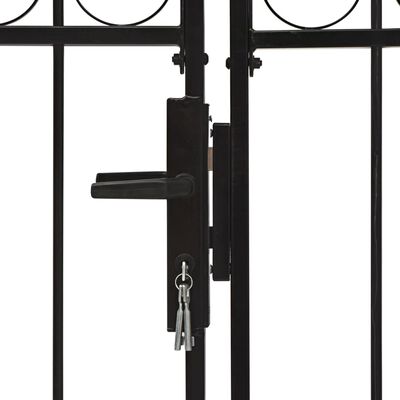 vidaXL Portão p/ cerca porta dupla e topo arqueado 400x200cm aço preto