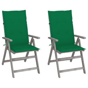 vidaXL Cadeiras jardim reclin&aacute;veis c/ almofad&otilde;es 2 pcs ac&aacute;cia maci&ccedil;a